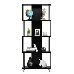 4-Tier Bookcase Modern Display Shelf Organizer Snaking Storage Rack