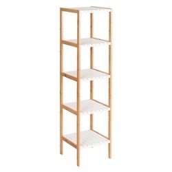 5-Tier Bamboo Utility Shelves Domestic Storage Freestanding Units Shelf