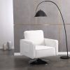 Modern Teddy Fabric Swivel Accent Chair ,Comfy Armchair with 360 Degree Swiveling for Living Room, Bedroom, Reading Room, Home Office (White)