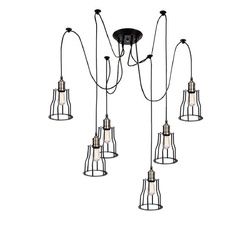 6 Light Farmhouse Vintage Iron DIY Adjustable Black Chandelier