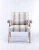 Accent chair, KD rubber wood legs with black finish. Fabric cover the seat. With a cushion.Grey Stripe