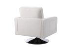 Modern Teddy Fabric Swivel Accent Chair ,Comfy Armchair with 360 Degree Swiveling for Living Room, Bedroom, Reading Room, Home Office (White)