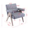 Accent chair, KD rubber wood legs with black finish. Fabric cover the seat. With a cushion.Blue Stripe